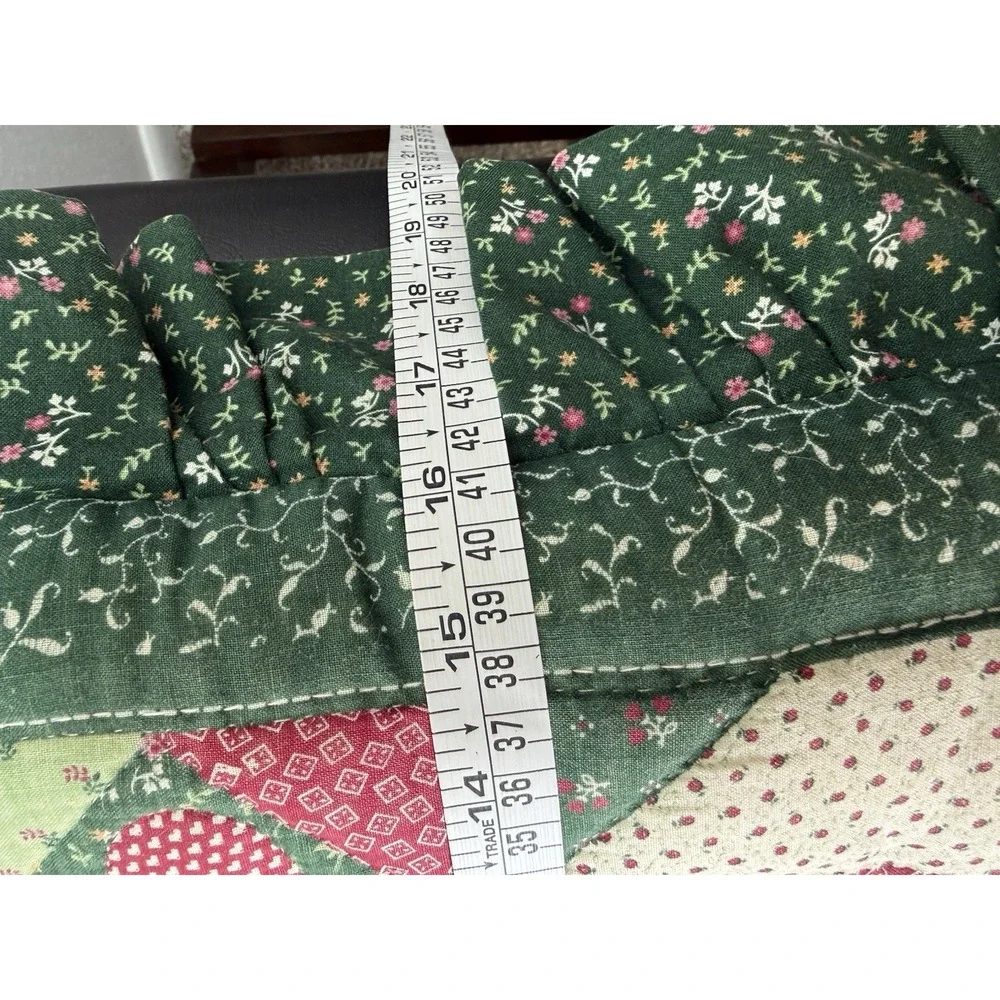 Vintage Handmade Ruffle Throw Lounge Pillow Cottage Core Patchwork  Design